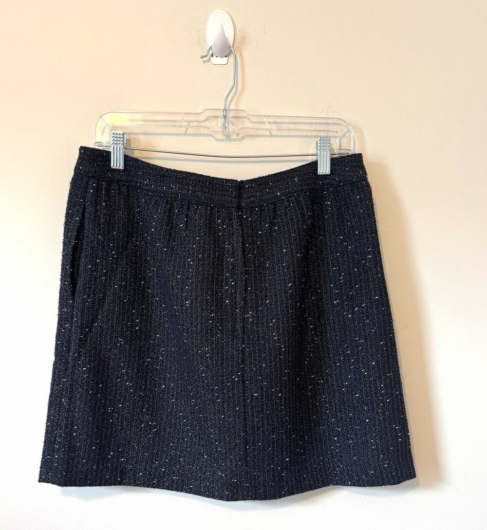 LOFT Sparkle Pocket Wool Blend Mini Skirt Black Silver Size 10
